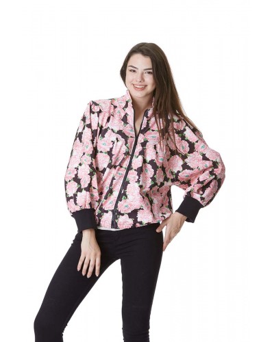 ÇİÇEK DESENLİ FERMUARLI SWEAT